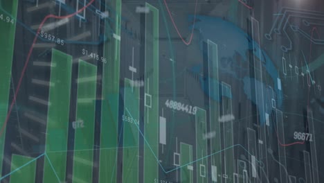 animation of graph and data processing over 5g text