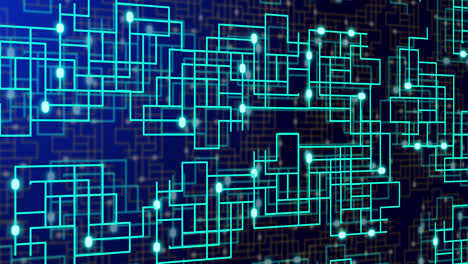Animación-Del-Circuito-Integrado-De-Neón-Sobre-Fondo-Marino