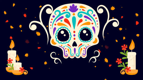 평평한 디자인의 애니메이션 dia de muertos 배경