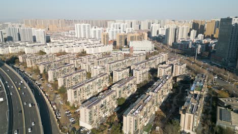 an aerial perspective reveals a residential neighborhood in linyi, shandong province, china, exemplifying the principles of modernity, urbanization, and the swift expansion of urban areas