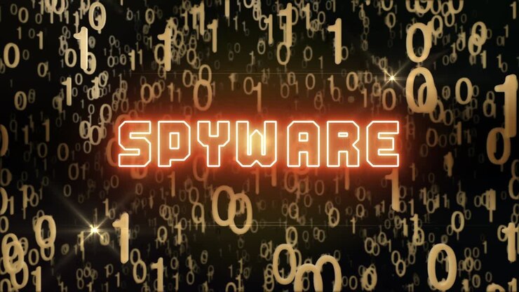 Golden Spyware concept with digital code