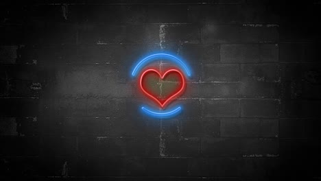 heart shape on flickering neon sign in 4k resolution