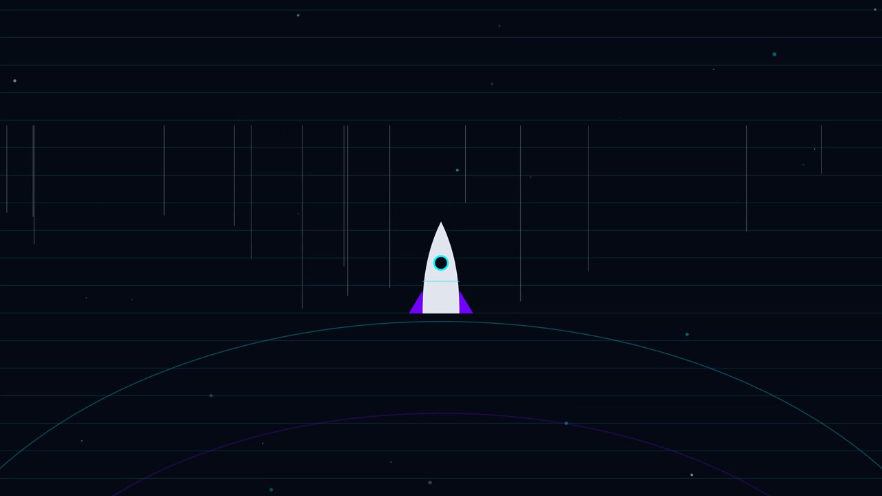 Animated Rocket Ship Flying Through Outer Space