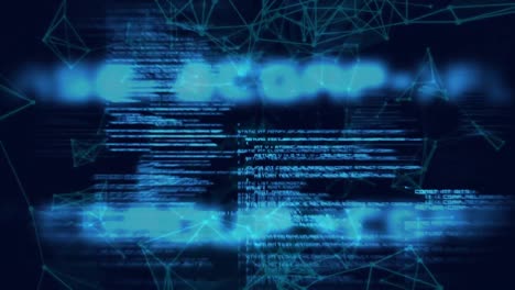 rete di connessioni e elaborazione dei dati su sfondo blu