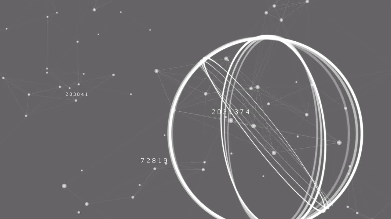 연결 네트워크를 통해  ⁇ 색 원의 애니메이션과 검은색 배경의 데이터 처리