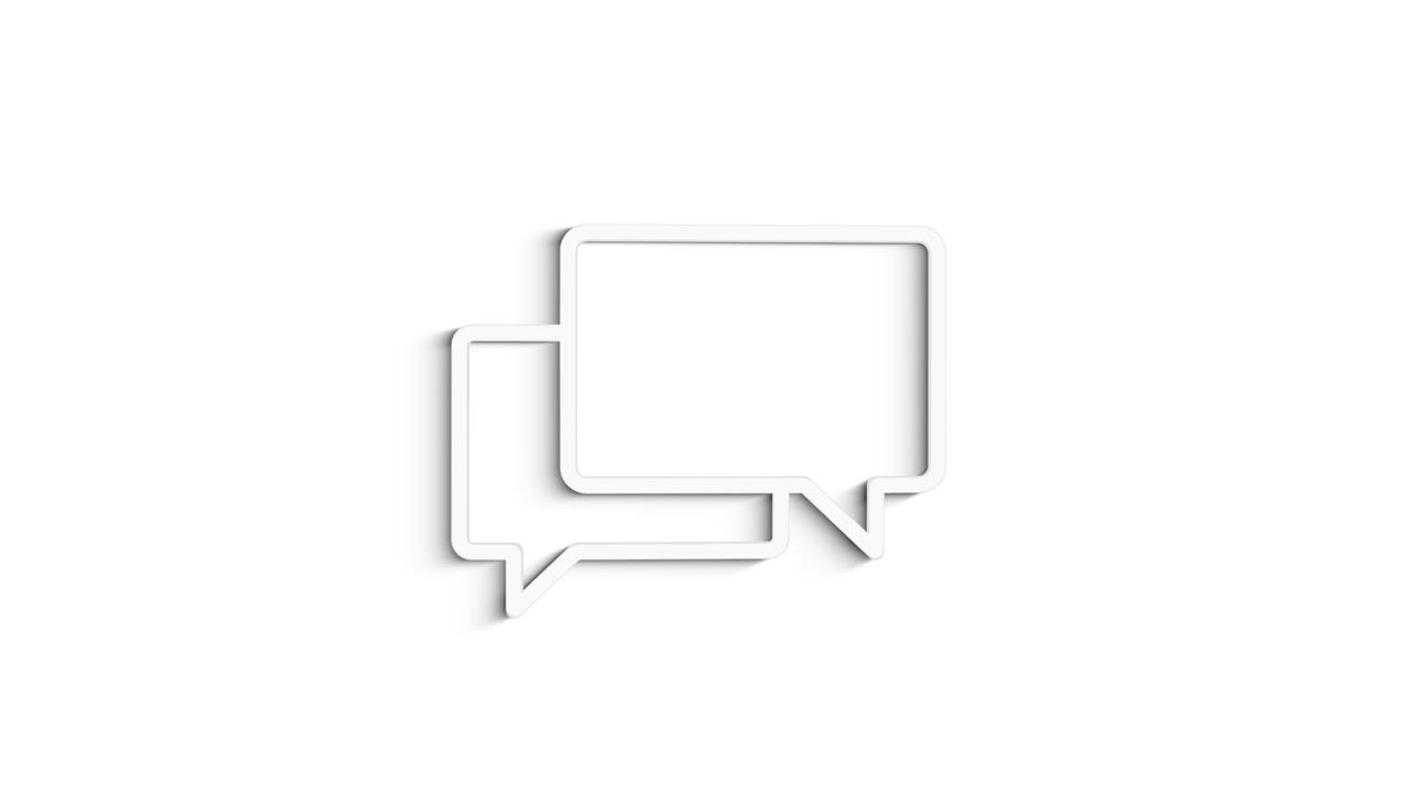 Grey bubble line icon on white background. Front view. 4K Video motion graphic animation