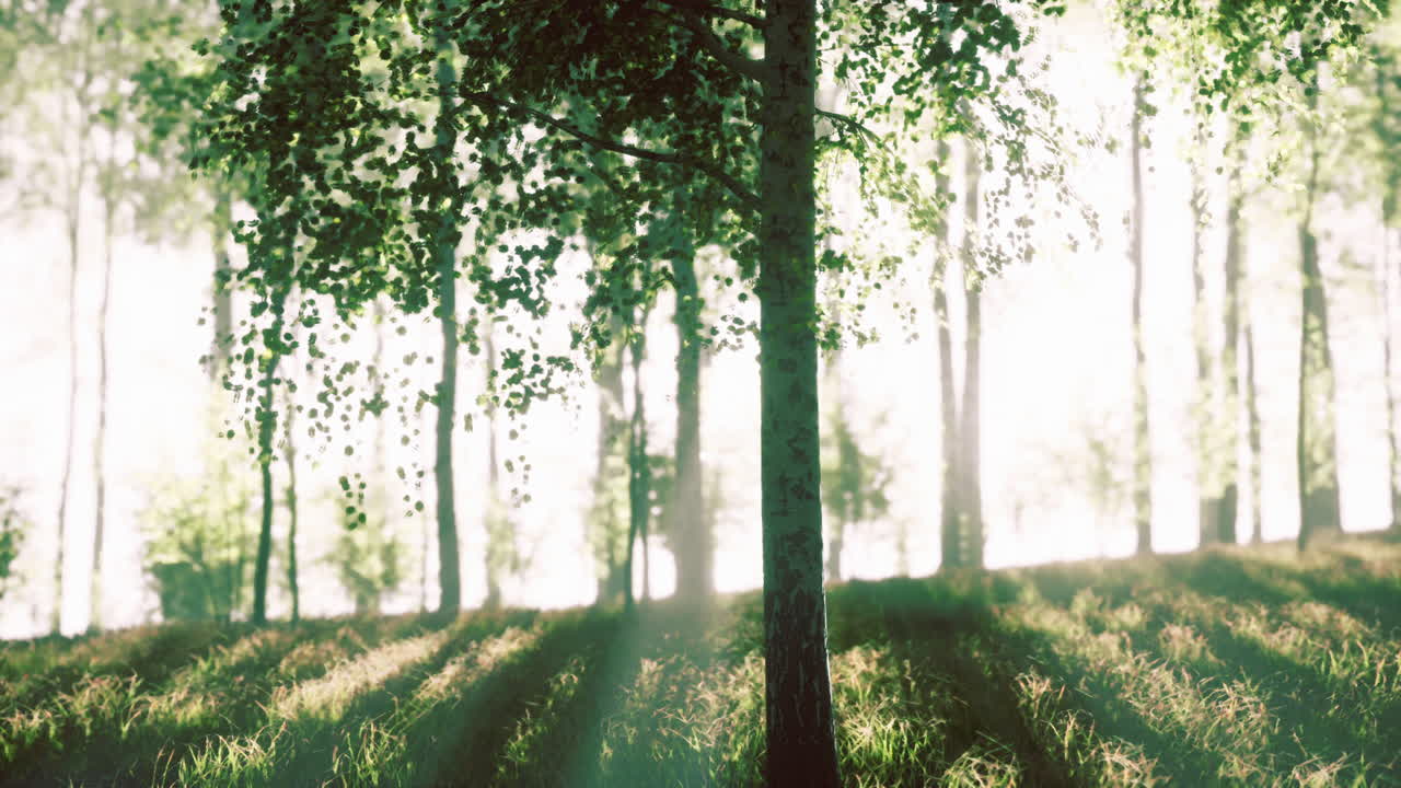 버드나무 숲 을 가로질러 흐르는 빛