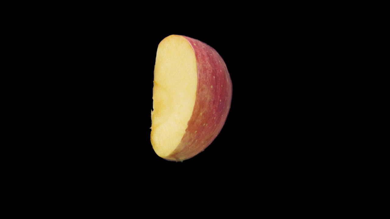 Realistic Slice Of Apple Rotating With Alpha Channel, Video In 4K