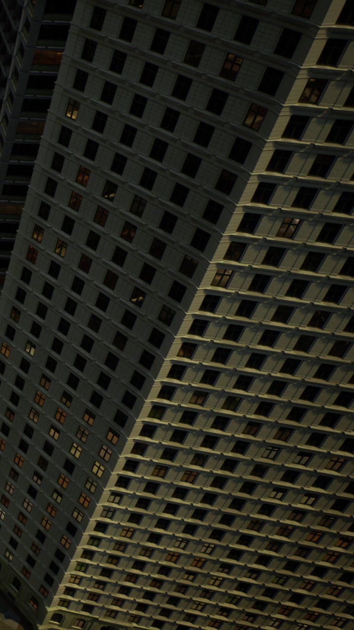 Building structure in urban area with angled view during the night