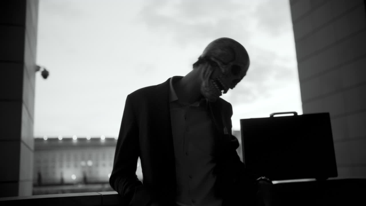 Businessman in Skull Mask