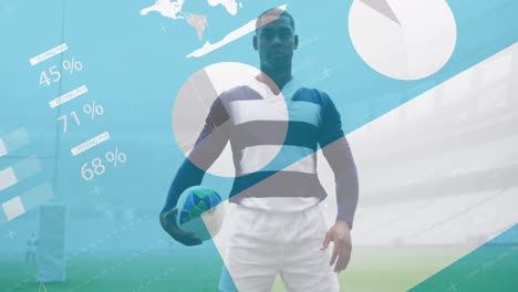 animación de las estadísticas sobre el jugador de rugby