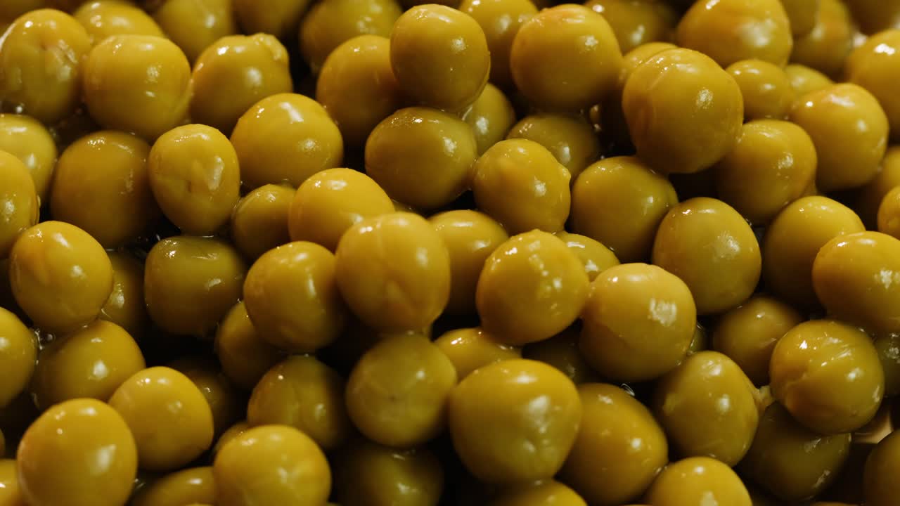 Close-up of Canned Green Peas