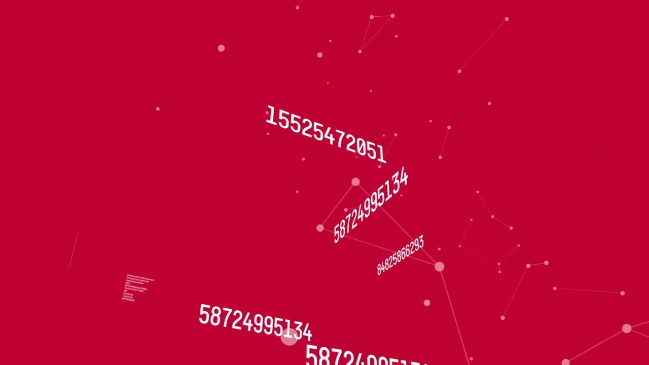 Initial numeric string appearing sparking numeric nodes connecting into data lattice visualization