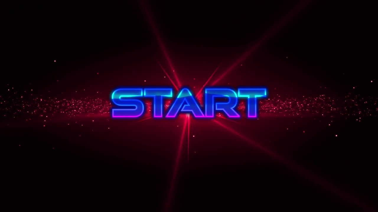 Animation of start text over red light and wave