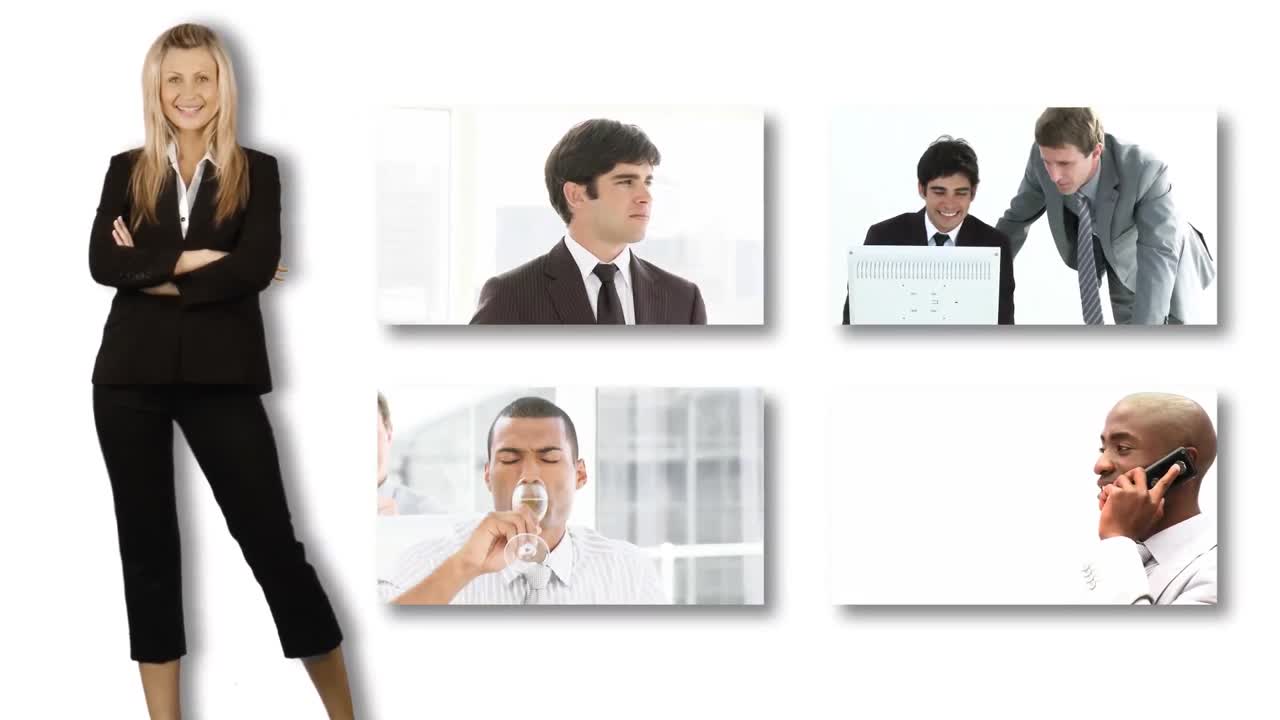 함께 일하는 남성들의 콜라지 영상