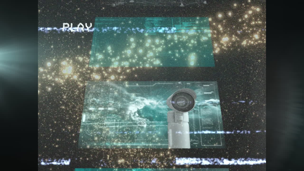 떨어지는 별과 디지털 화면에 대한 간섭의 애니메이션