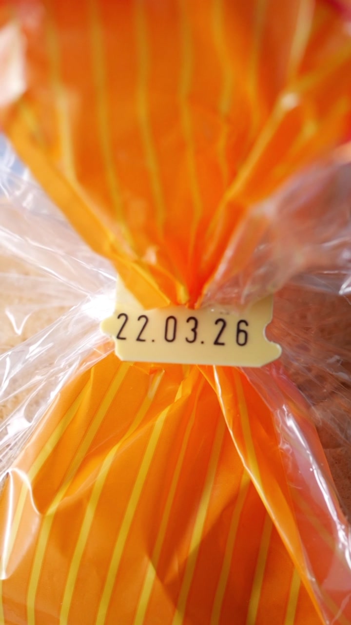 Close-up of Bread Packaging with Expiration Date