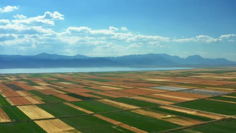 aerial view of an arable agricultural industrial farm field