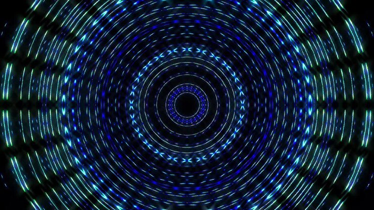 Seamless circle. 4K,bright light that arranges subtle color blue movements with dots waves