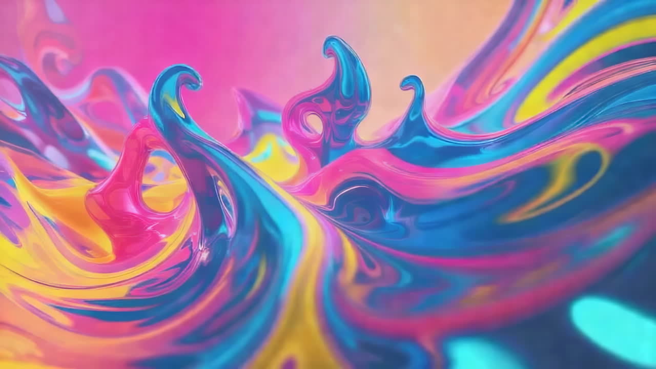 Vibrant Abstract Fluid Art with Colorful Swirls