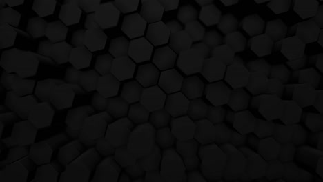 soft black hexagon surface loop random waving motion background seamless loop