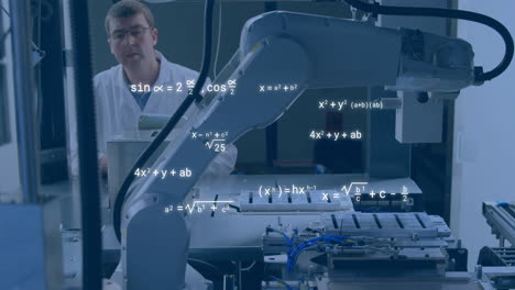 animation of scientific data processing over robot and male scientist