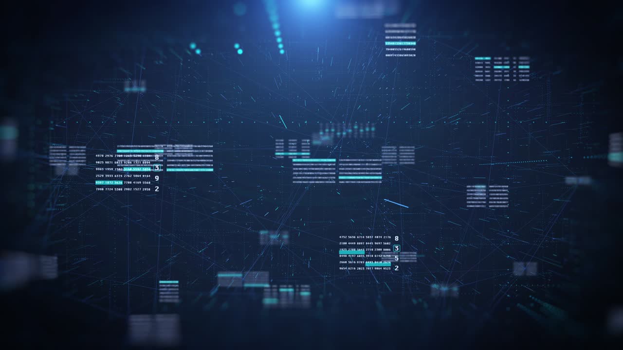 HUD Futuristic Digital Wiggle Number Data Sampling Simulation Statistics Monitoring Display. 4K Motion Graphic for Screensaver, Background Information, Infographic Report.