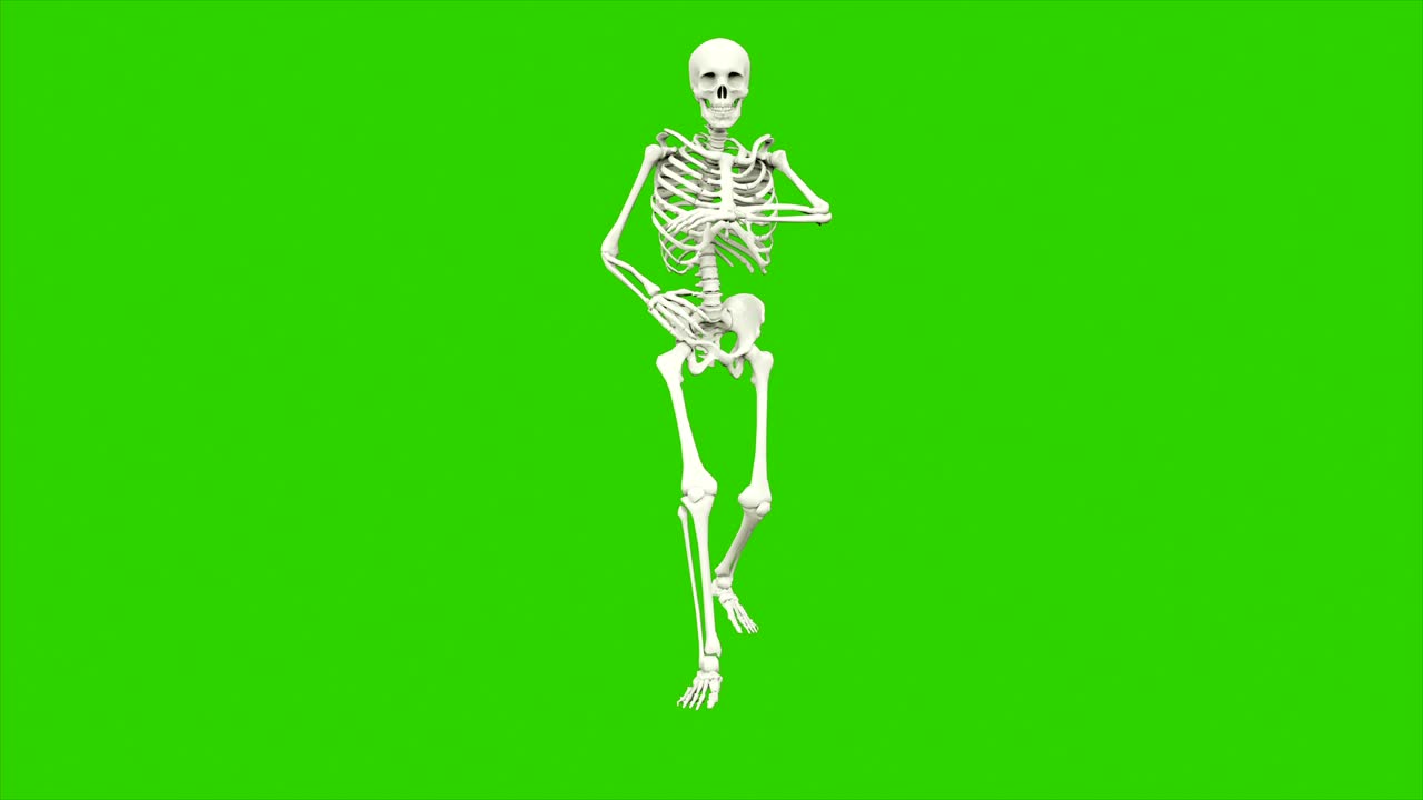 danza dello scheletro. animazione a loop senza soluzione di continuità sullo schermo verde.