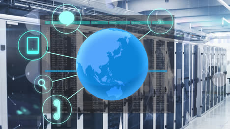 Animación-Del-Globo-Con-Iconos-Y-Procesamiento-De-Datos.