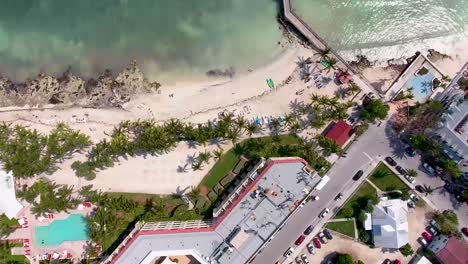 AERIAL:-Birds-eye-view-of-the-coastline-of-Key-West,-Florida