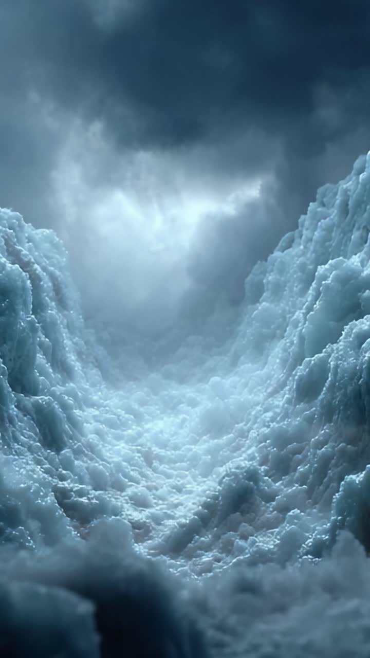 A Serene Passage Through Turbulent Waters: Captivating Views of Thunderous Waves and Ethereal Mist in an Oceanic Journey