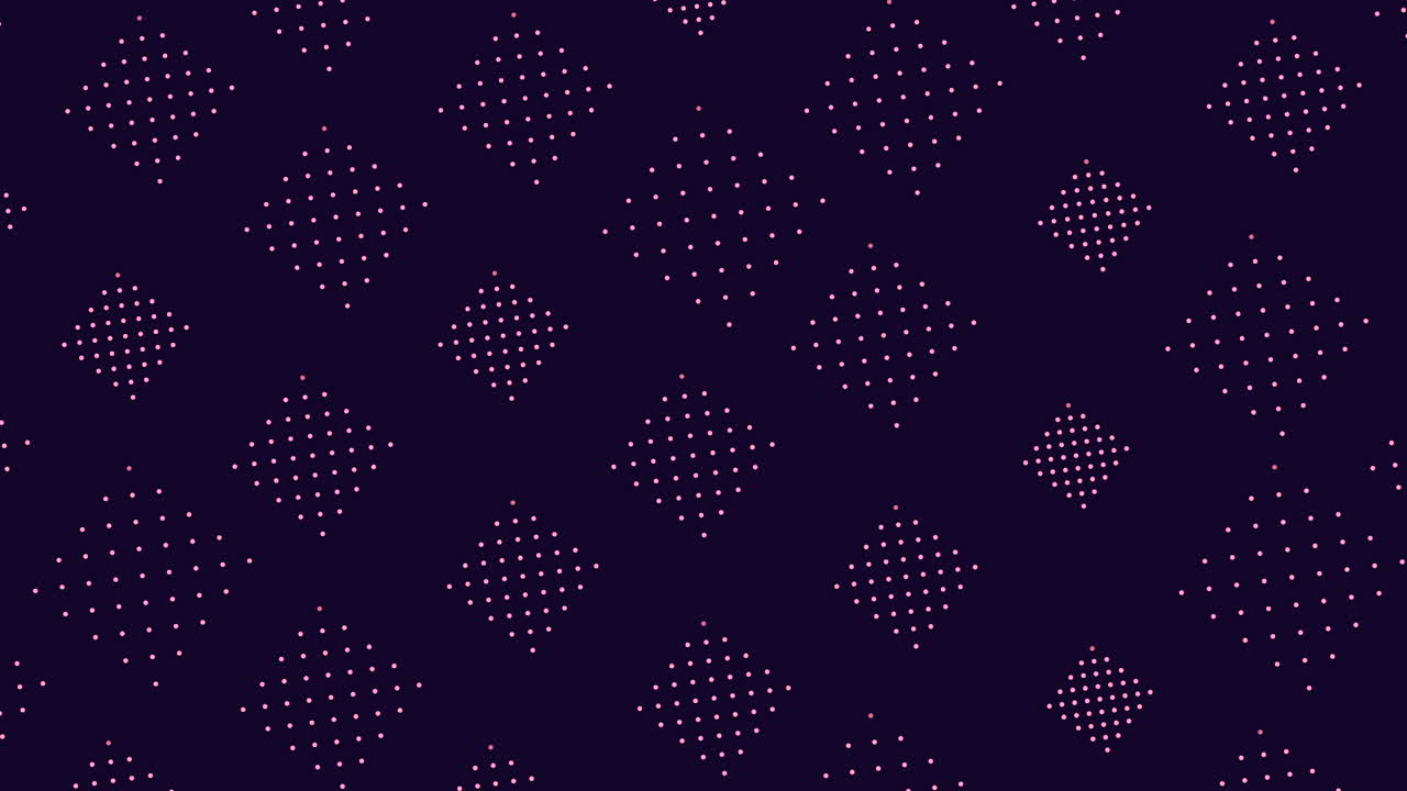 A geometric pattern formed by dots on a dark blue backdrop, featuring a grid layout with some dots overlapping to form diamond shapes