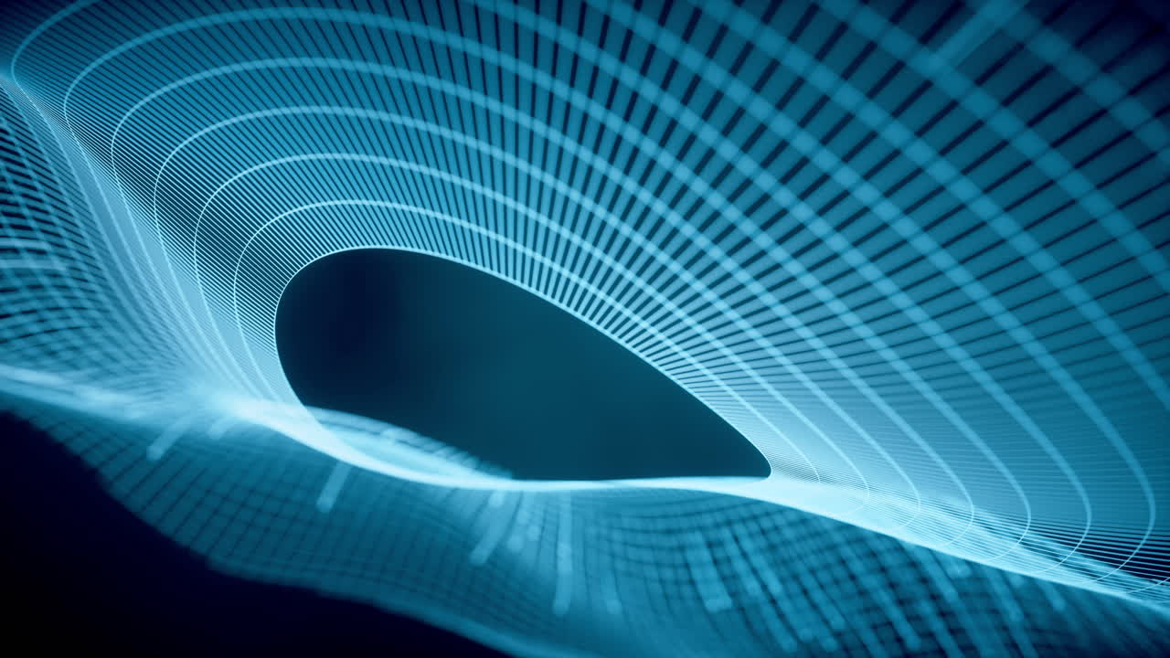 ciberespacio con líneas de ondas brillantes, renderización en 3d.