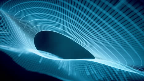 cyberspace z świecącymi liniami fal, rendering 3d.