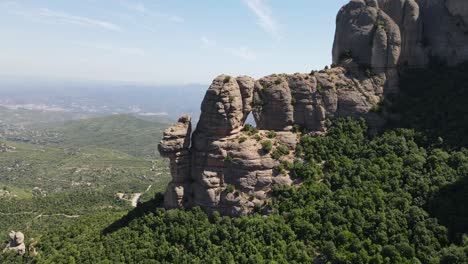 aerial views of montserrat peaks, a mountain range in catalonia