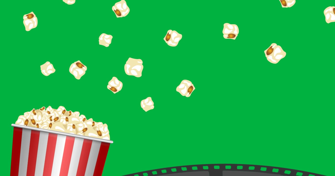 Popcorn che fuoriescono dal secchiello e riempiono l'inquadratura con spazio per il testo sullo sfondo.