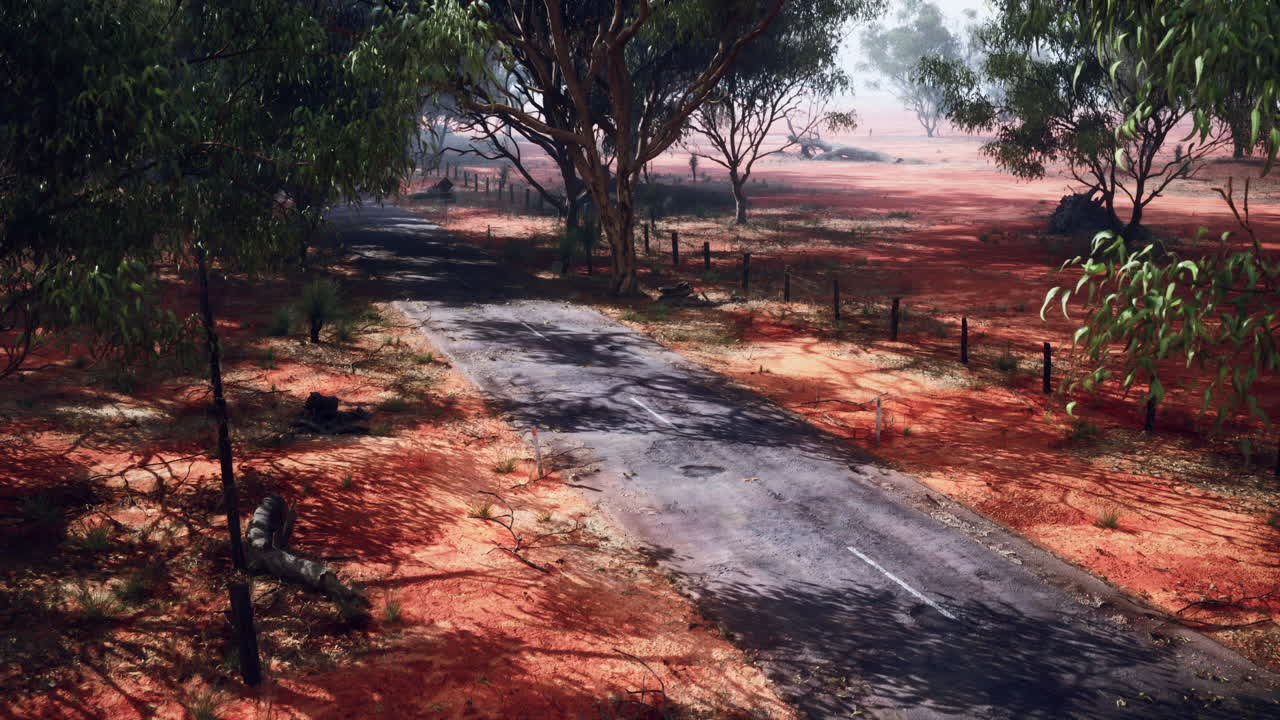 오스트레일리아 외의 먼지 가득한 도로