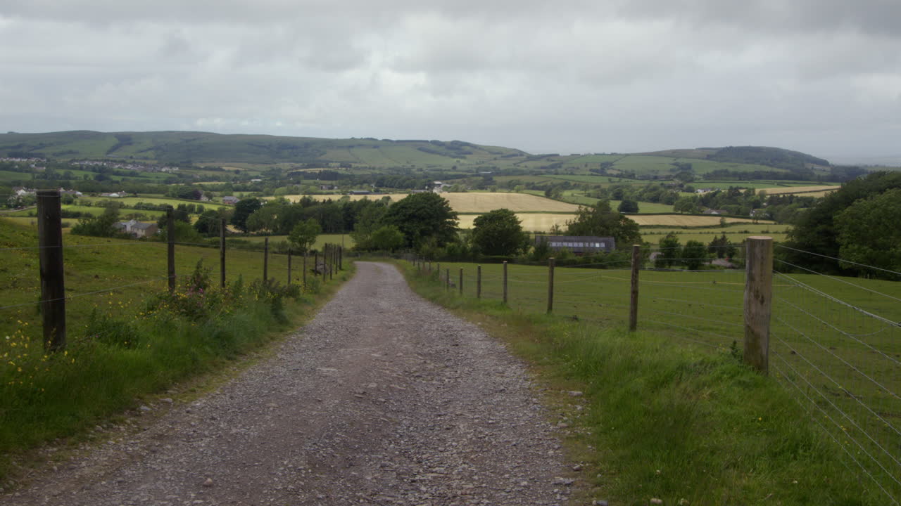 wide shot looking down the valley to Lamplugh and workington