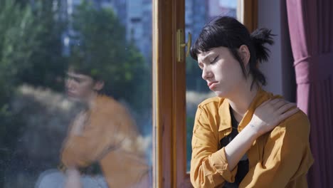 unhappy and restless young woman. the young woman has a bad life.