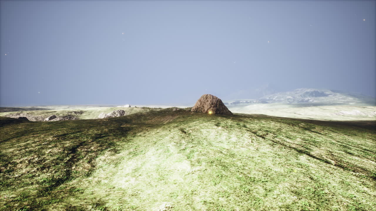 여름 해가 뜨는 동안 산 골짜기