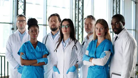 portrait of multi-ethnic doctors, men and women