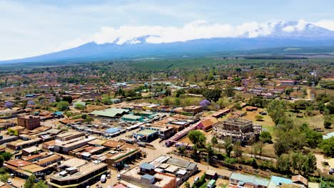 rural village town of kenya with kilimanjaro in the background