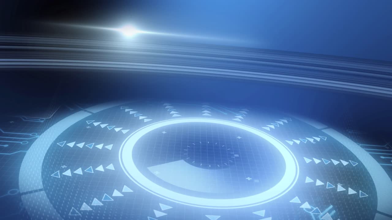 파란색 배경에 대한 범위 스캐닝과 데이터 처리 애니메이션