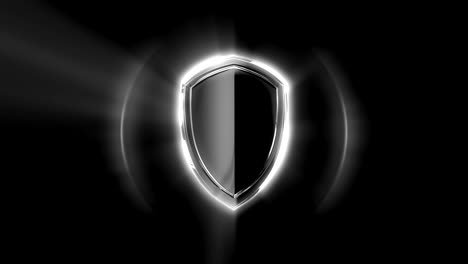 escudo de protección con luces brillantes sobre un fondo negro en bucle