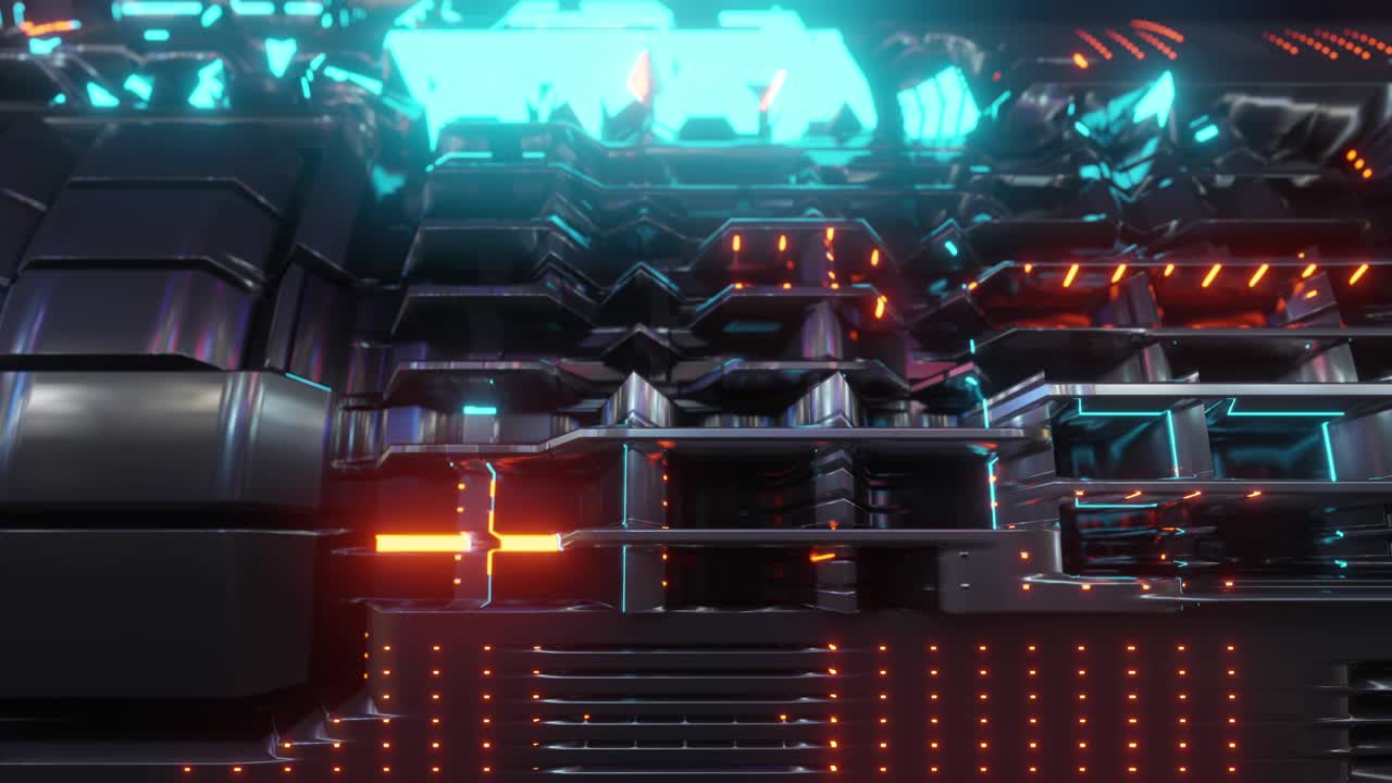 모션 그래픽 4k: 추상적인 기술 배경, led 및 박이는 입자의 완벽한 루프 - 빛의 빛과 보케와 함께 전기 회로 신호의 애니메이션