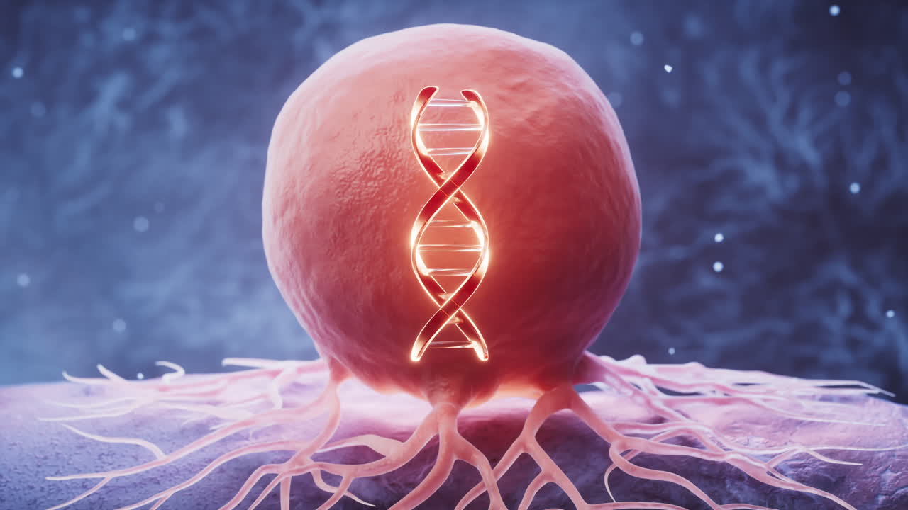 생물학적 암 세포와 질병, 3d 렌더링