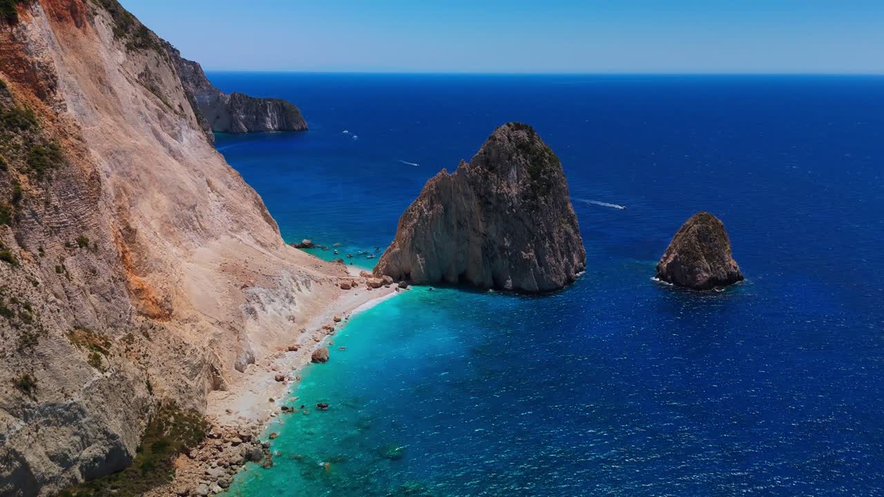 Experience the stunning Myzithres cliffs of Zakynthos — dramatic rock formations rising from turquoise waters, captured by drone in breathtaking detail. Made with Dji mini 4pro