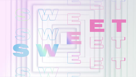 animation of sweet and kick in blue and pink text over concentric squares on pale background