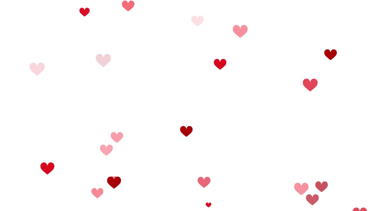 Cuori che fluttuano delicatamente su uno sfondo bianco