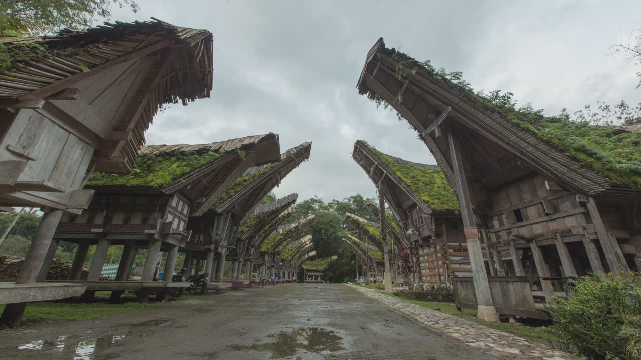 Traditional Indonesian Houses in a Village